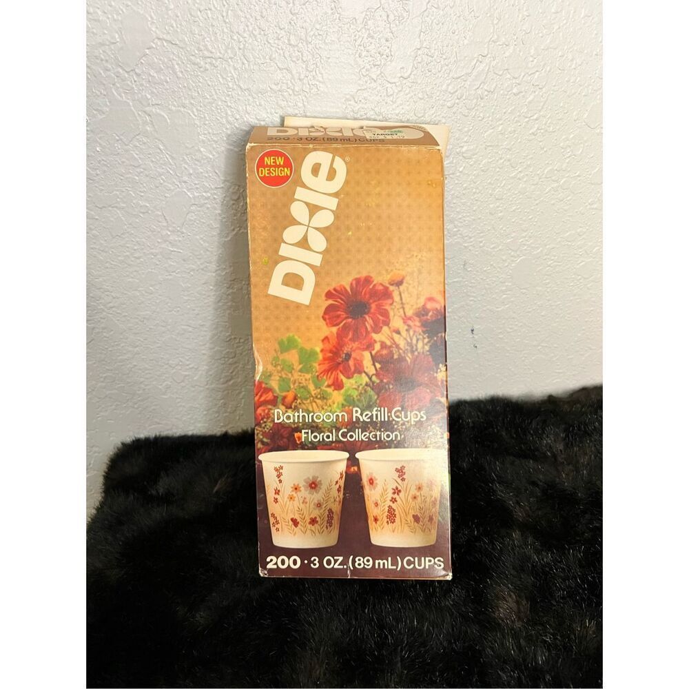 Dixie Bathroom Cups 3 Oz Floral Design 200 Count 1983 Vintage  American Co